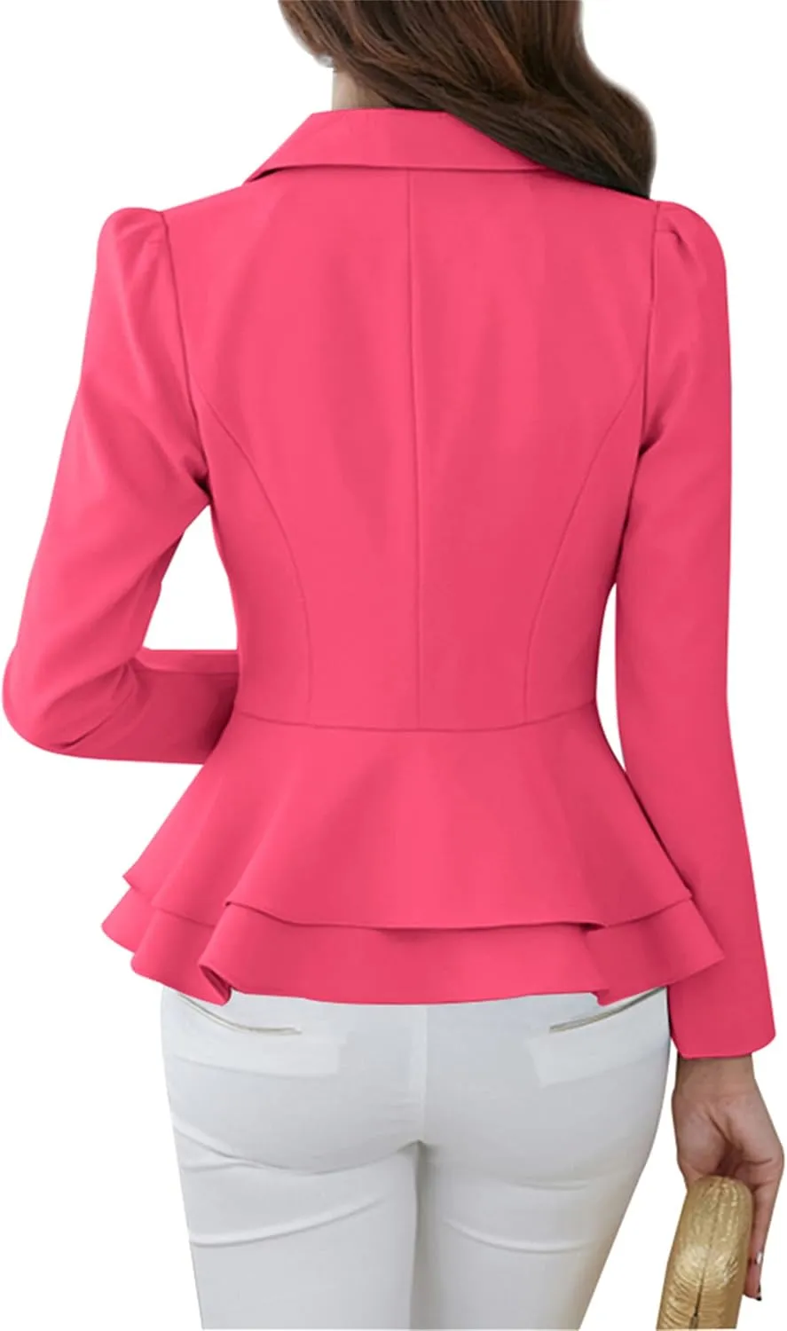 WIWIQS Women's Open Front Long Sleeve Work Office Jackets Blazer Lightweight Solid Color Slim Fit Blazers