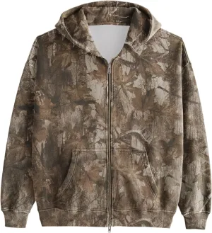 Women Camo Zip Up Hoodies Oversized Hooded Sweatshirt Pullover Long Sleeve Fleece Sweater Fall Winter Outfits