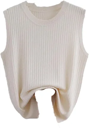 Women Solid Crop Camisole Knit Slim Sleeveless V-Neck Casual Tops