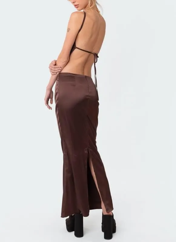 Women Y2K Ruffle 2 Piece Skirt Set Sleeveless Tube Crop Top Y2k Sexy Mesh See Through Cutout Maxi Skirt Clubwear