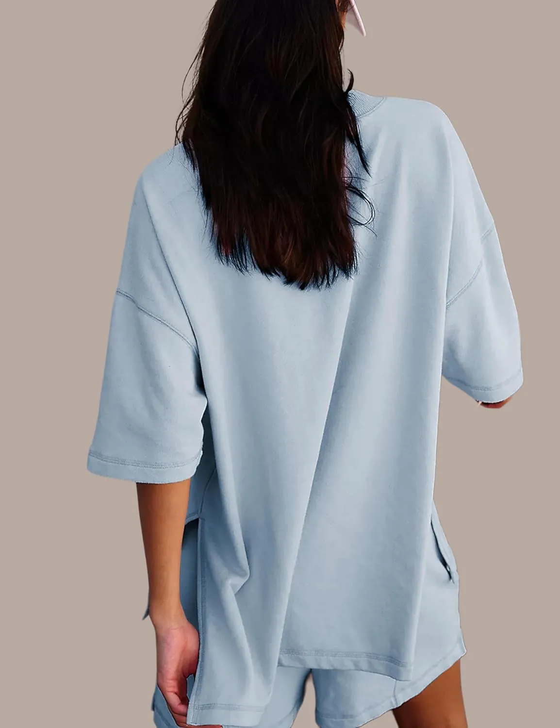 Women's 2 Piece Tracksuits Oversized Casual Sweatsuit Short Sleeve Wide Leg Pants Lounge Sets