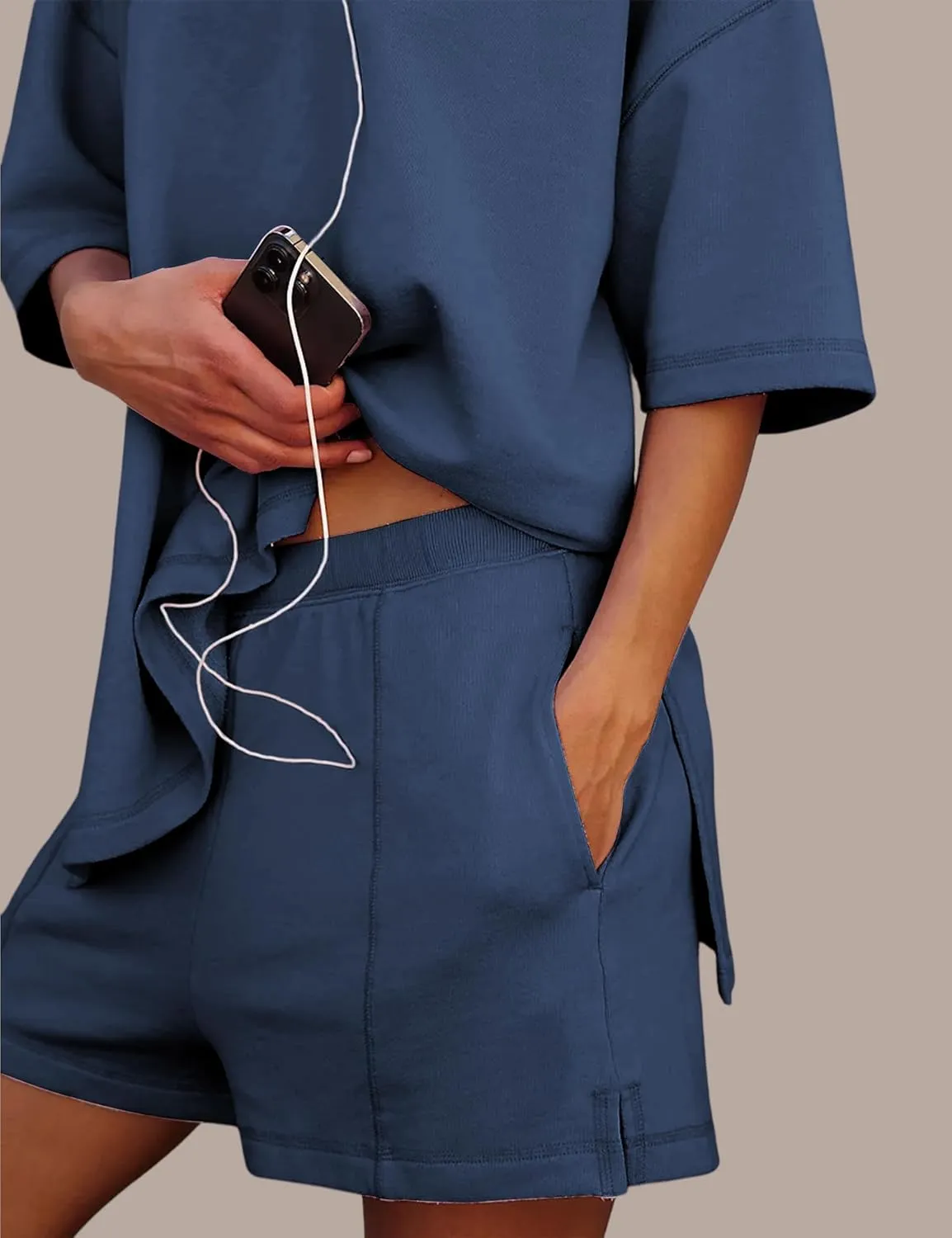 Women's 2 Piece Tracksuits Oversized Casual Sweatsuit Short Sleeve Wide Leg Pants Lounge Sets
