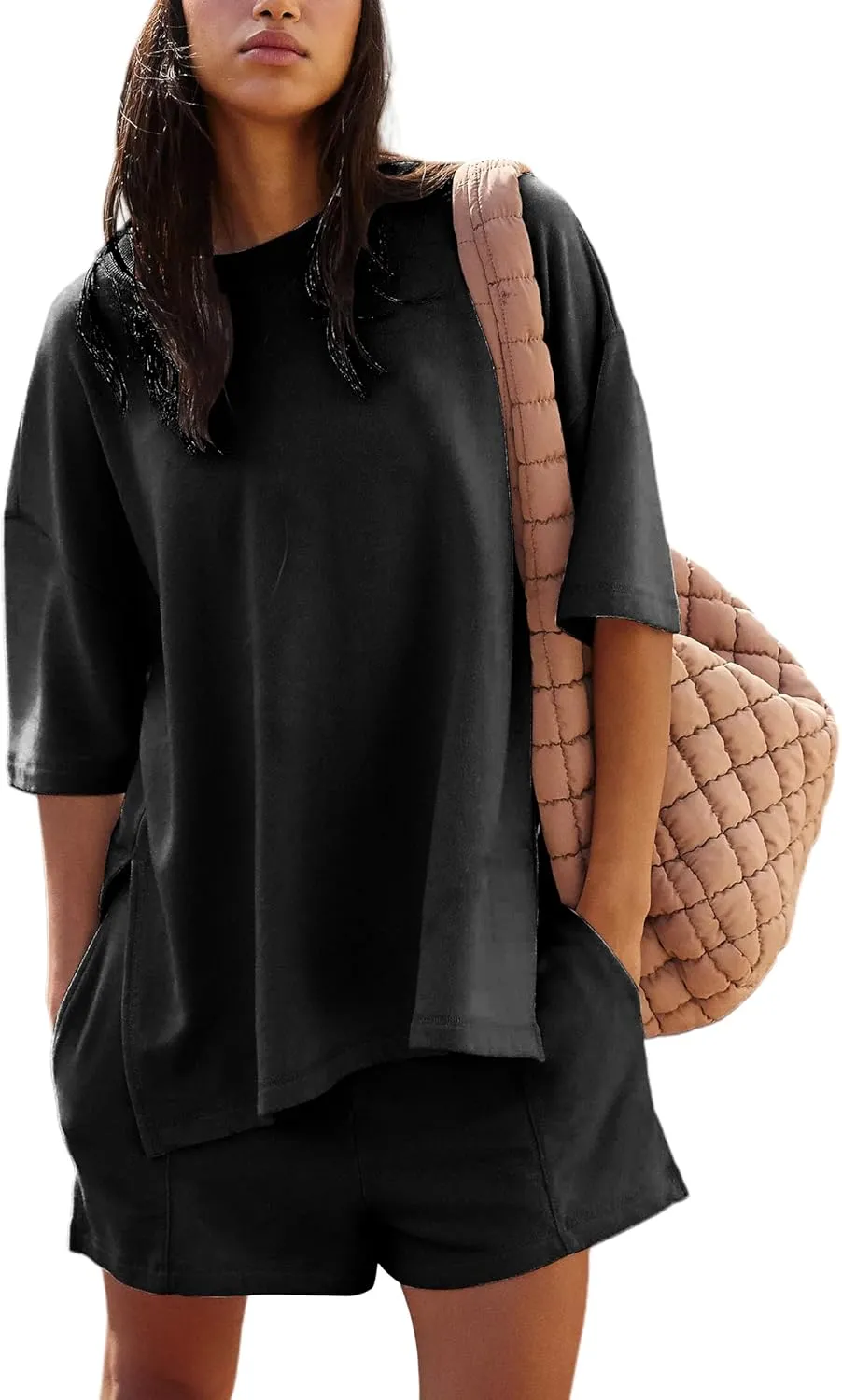 Women's 2 Piece Tracksuits Oversized Casual Sweatsuit Short Sleeve Wide Leg Pants Lounge Sets