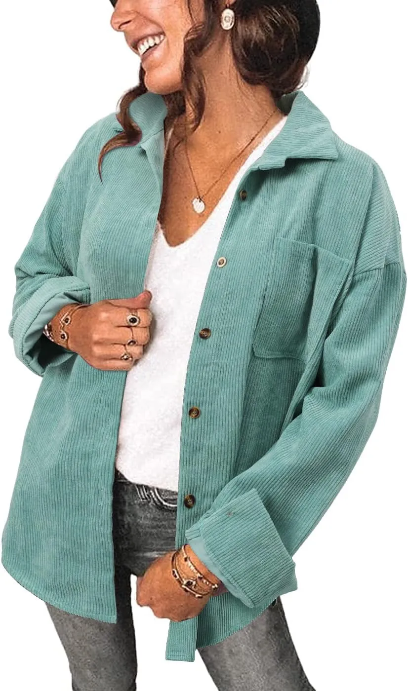 Women's Brushed Plaid Shirts Long Sleeve Flannel Lapel Button Down Cardigan Boyfriend Shacket Jacket Coats