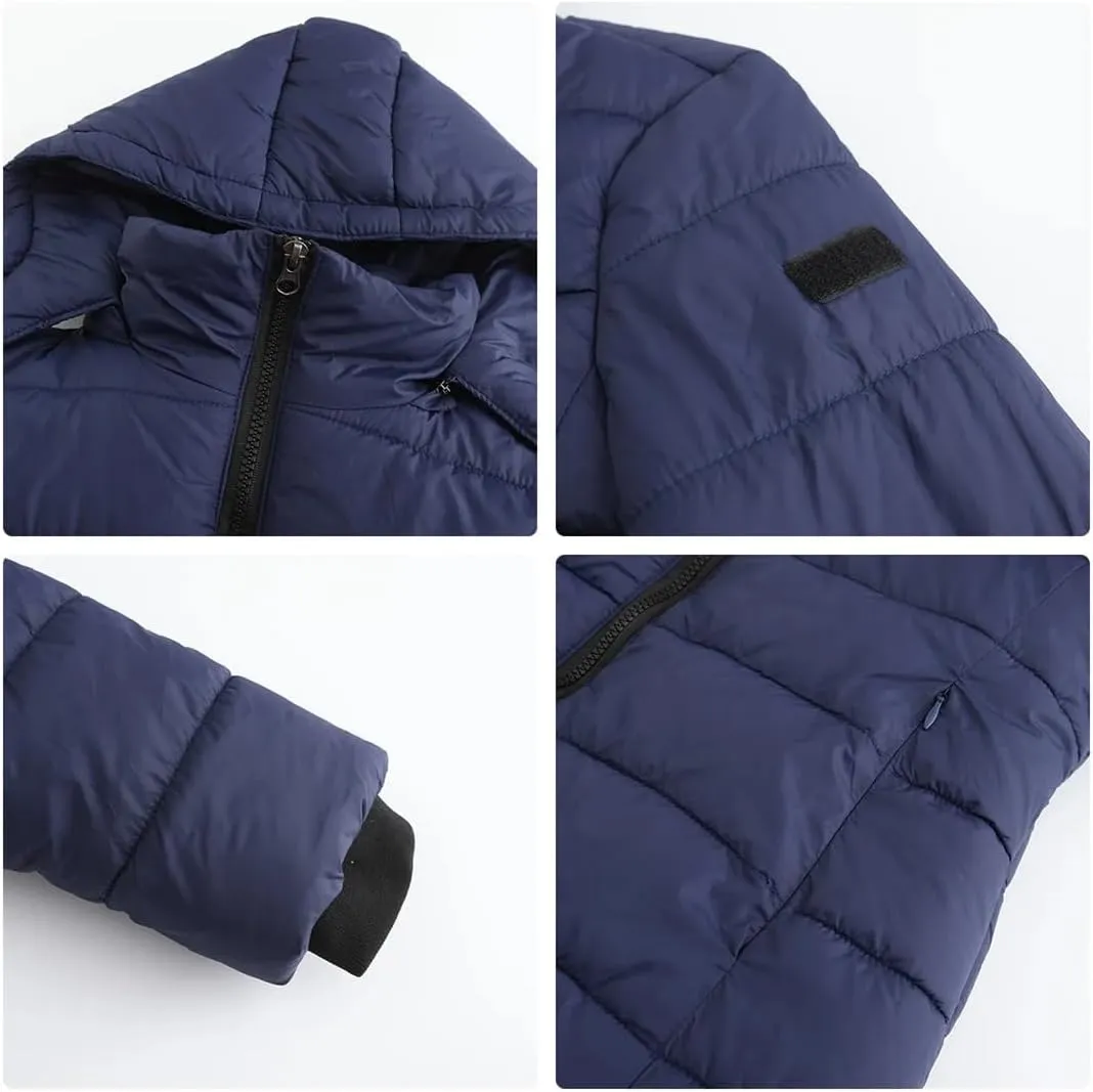 Women's Cotton Padded Jacket Waterproof Medium-Length Zipper Hooded Warm Coat Outdoor Overcoat