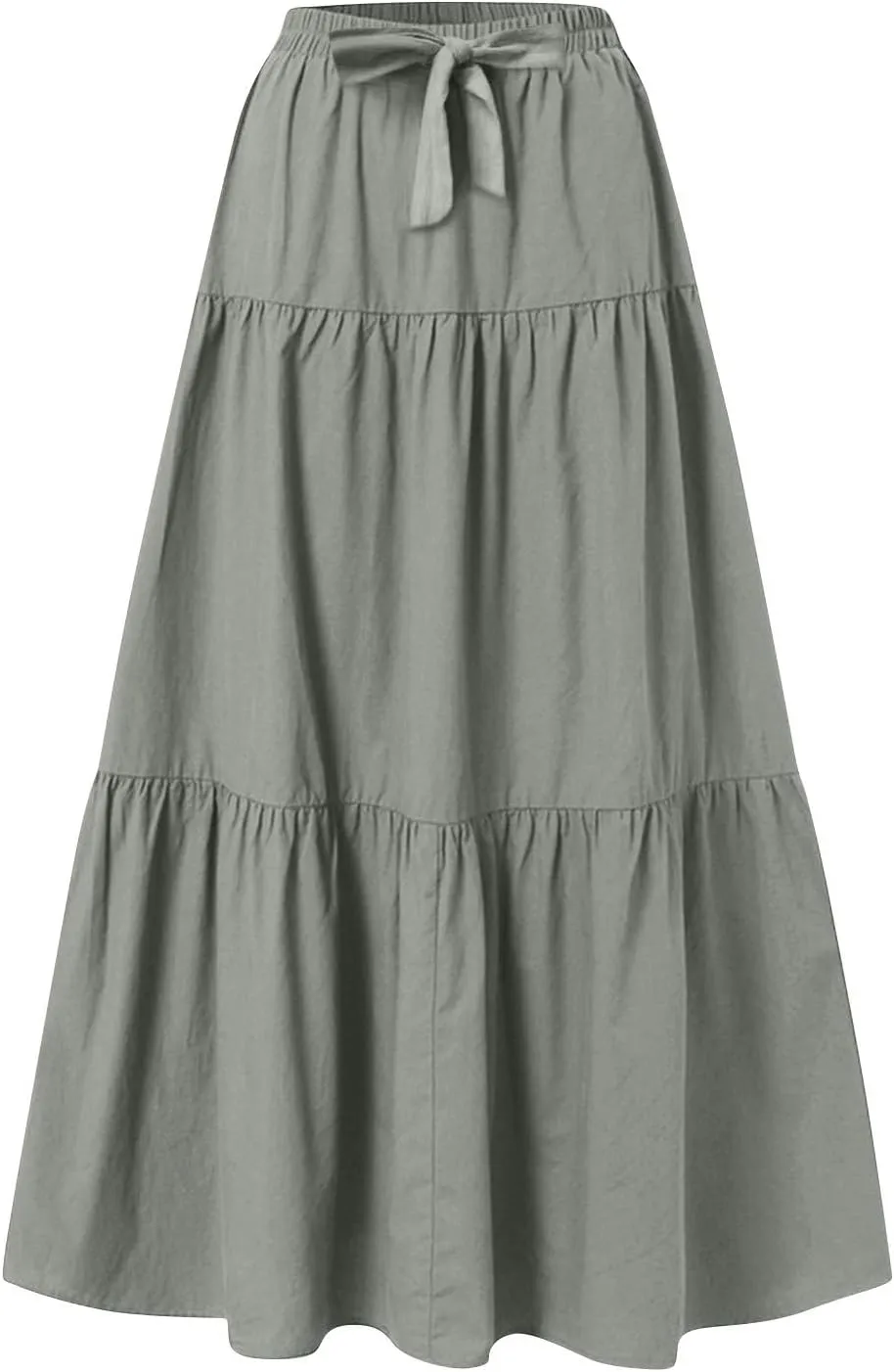 Women's Flowy Flared Ruffle Boho Long Skirt Casual a-line Bow tie Loose Trendy Summer Maxi Skirt for Women Vacation