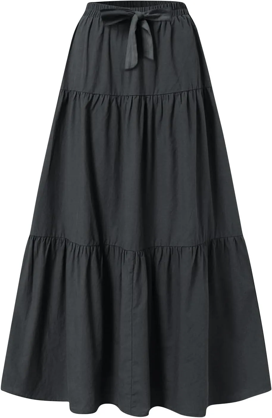 Women's Flowy Flared Ruffle Boho Long Skirt Casual a-line Bow tie Loose Trendy Summer Maxi Skirt for Women Vacation