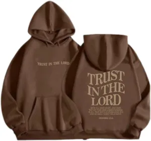 Womens Oversized Y2K Hoodies Trust IN THE LORD Graphic Preppy Sweatshirt Teen Girls Fall Long Sleeve Casual Pullover Cute Letter Print Hoodies for Women