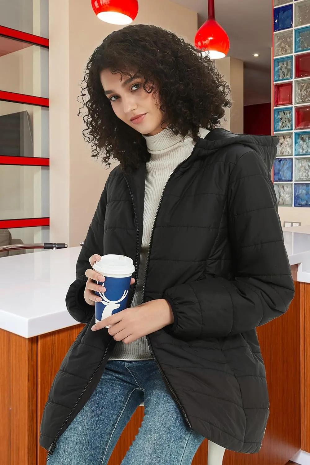 Women's Packable Puffer Jackets Winter Warm Hooded Lightweight Coats Long Sleeve Down Quilted Outerwear