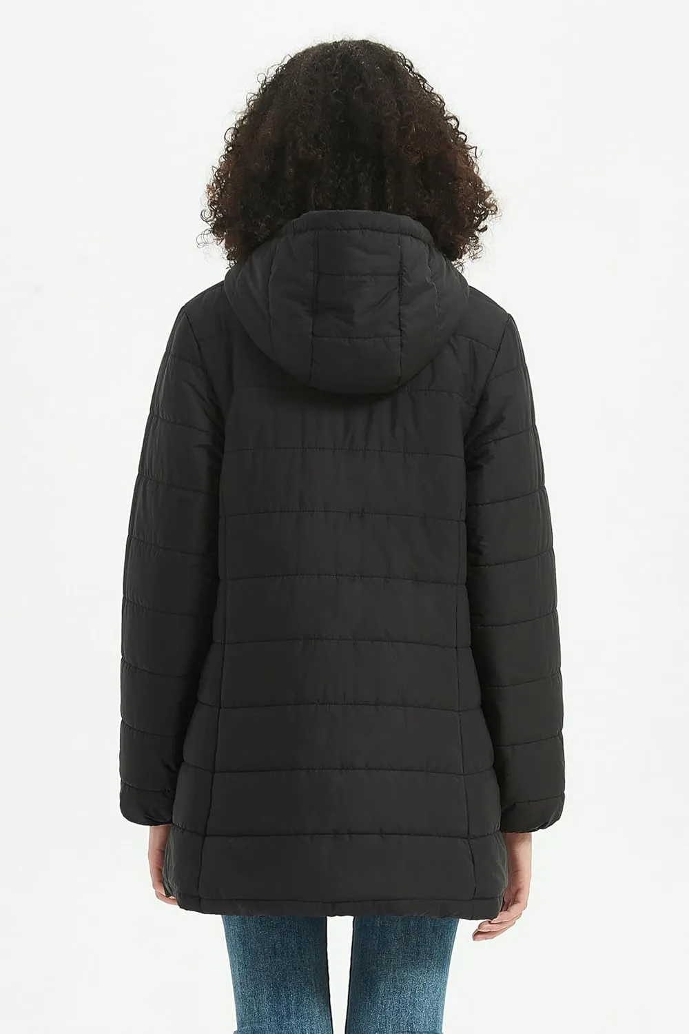 Women's Packable Puffer Jackets Winter Warm Hooded Lightweight Coats Long Sleeve Down Quilted Outerwear