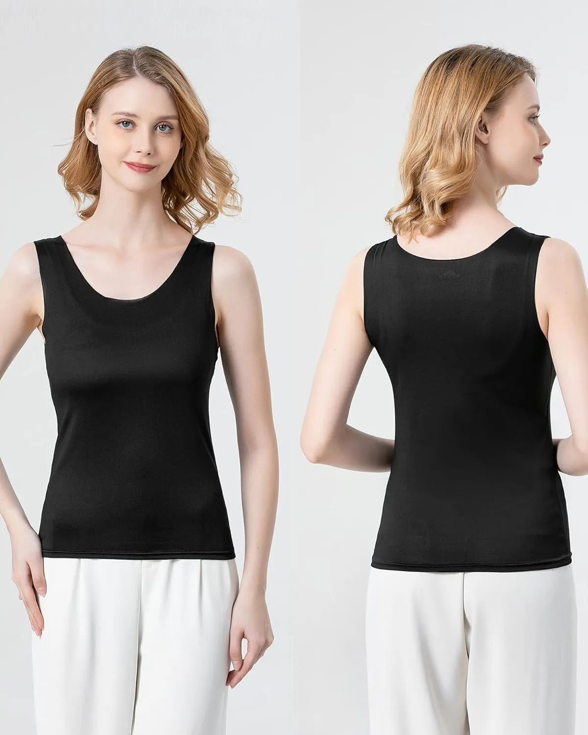 Womens Supersoft Camisole Stretch Casual Tank TopsNon-Marking Breathable Undershirts Singlet Slim Fit 3-Pack.