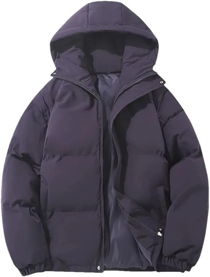 Women's Thicken Warm Fashion Harajuku Puffer Jacket Hooded Zipper Cotton-Padded Coat Women Coatigan