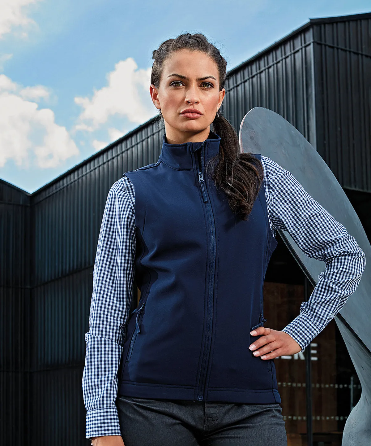 Womens Windchecker® printable and recycled gilet | Black