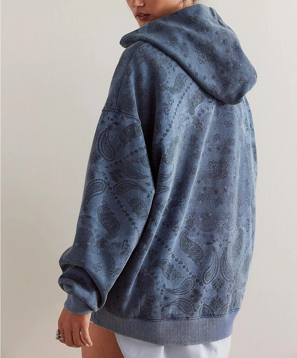 Yuemengxuan Women Y2k Graphic Hoodies Preppy Oversized Sweatshirt Long Sleeve Drawstring Pullover Tops Floral Fall Hoodie