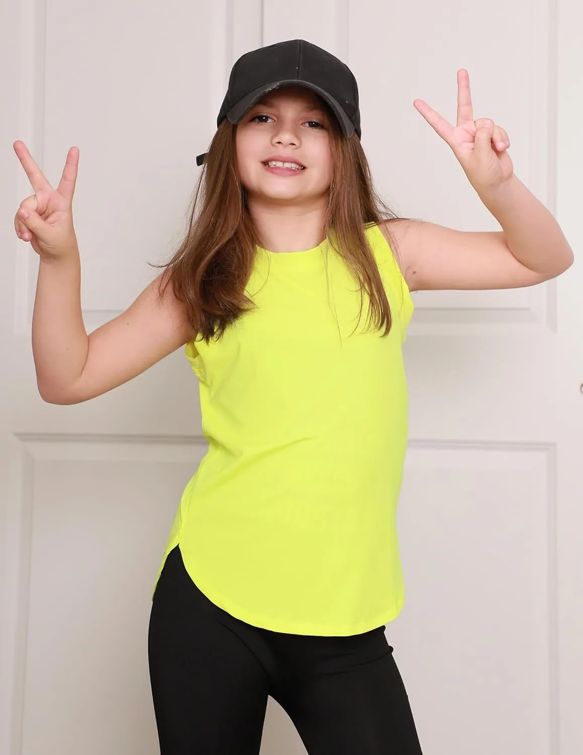 Zaclotre Girls Athletic Tank Tops High-Low Hem Loose Fit Summer Top Kids Sleeveless Sport Shirts 5-14 Years