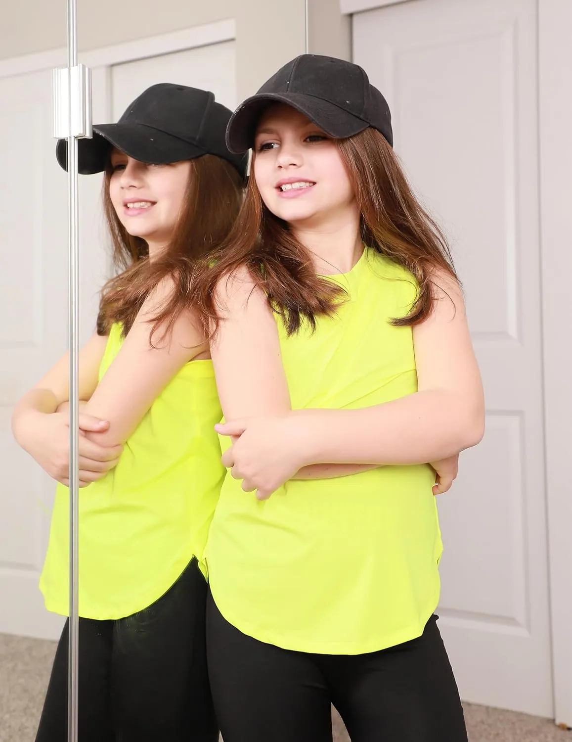 Zaclotre Girls Athletic Tank Tops High-Low Hem Loose Fit Summer Top Kids Sleeveless Sport Shirts 5-14 Years