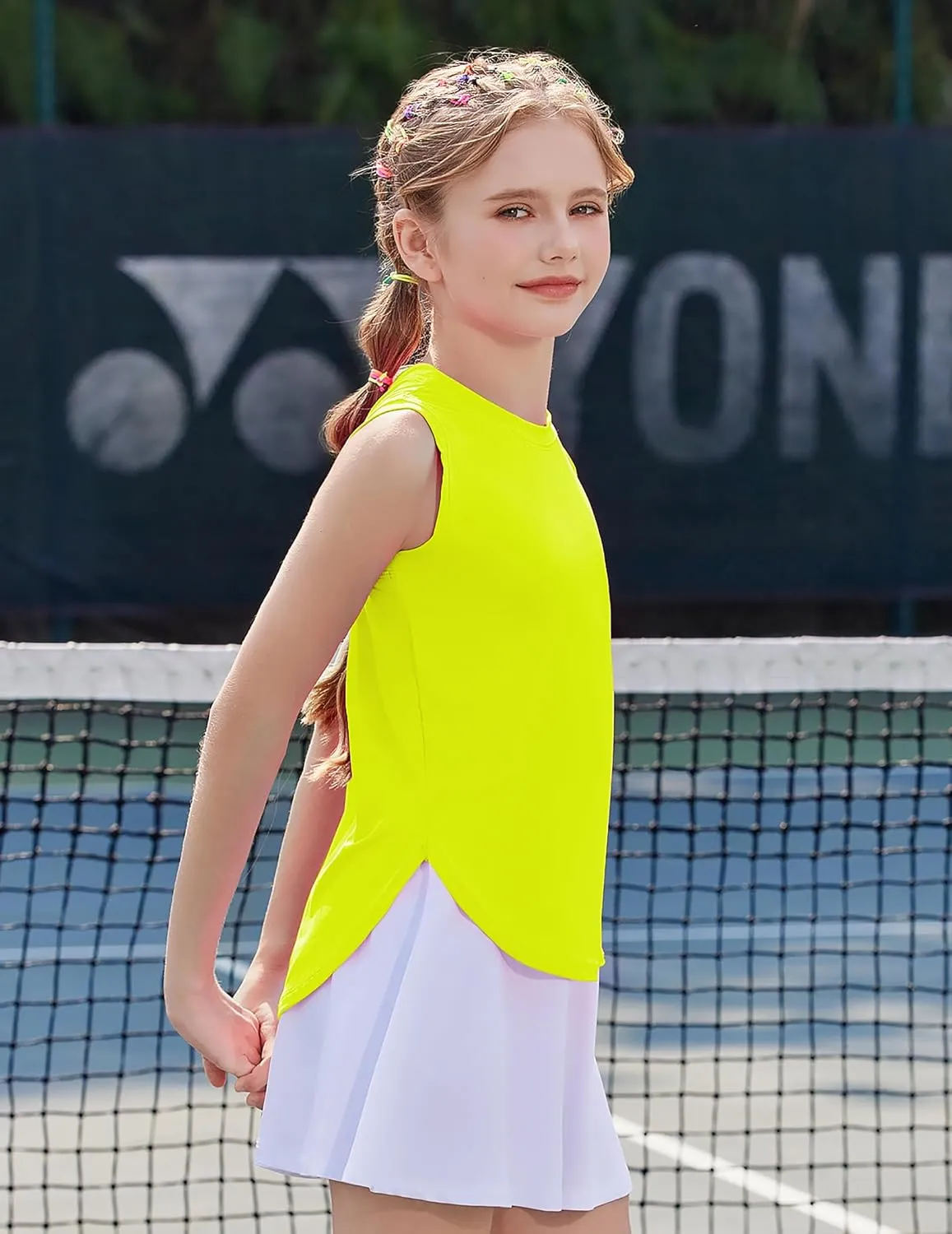 Zaclotre Girls Athletic Tank Tops High-Low Hem Loose Fit Summer Top Kids Sleeveless Sport Shirts 5-14 Years