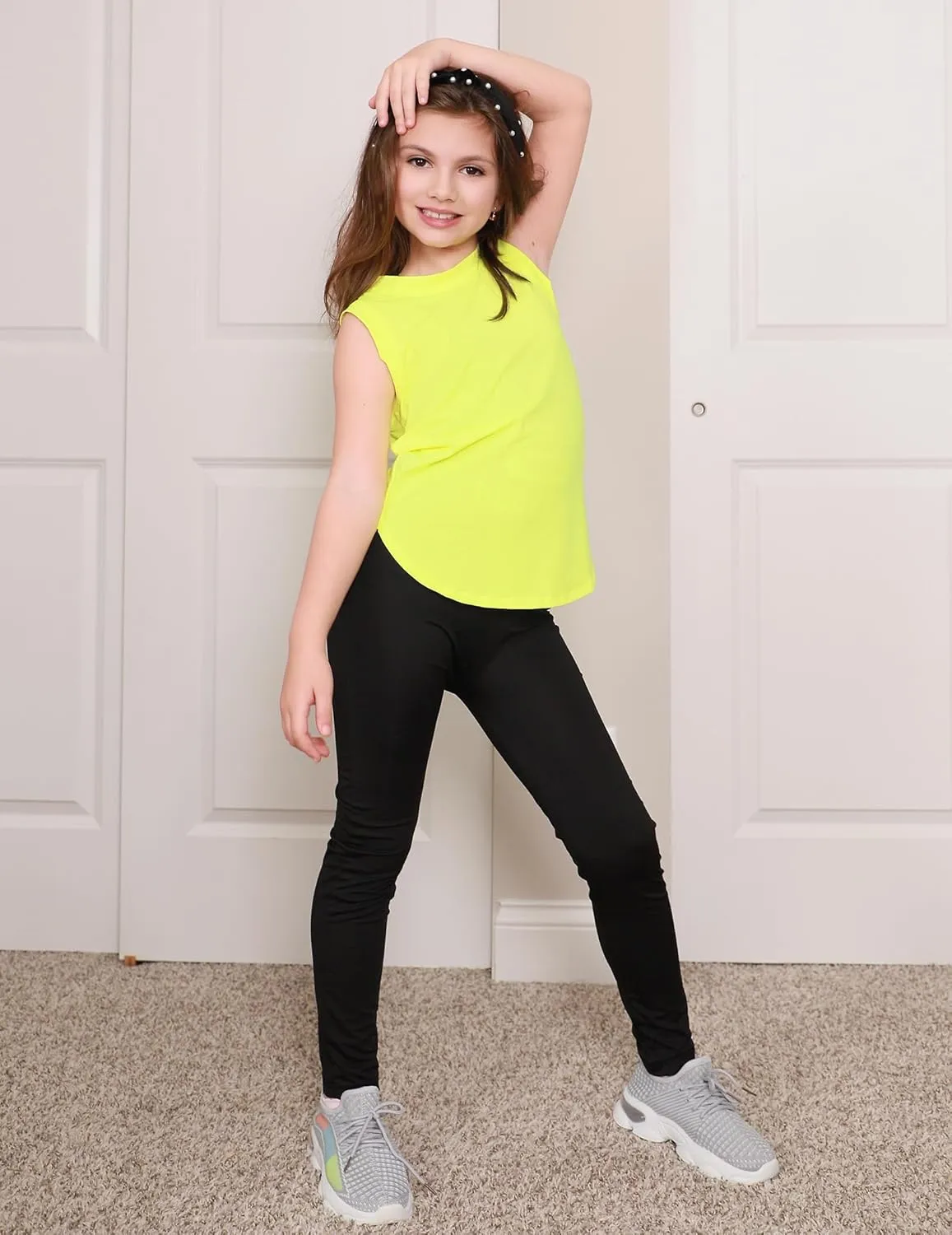 Zaclotre Girls Athletic Tank Tops High-Low Hem Loose Fit Summer Top Kids Sleeveless Sport Shirts 5-14 Years