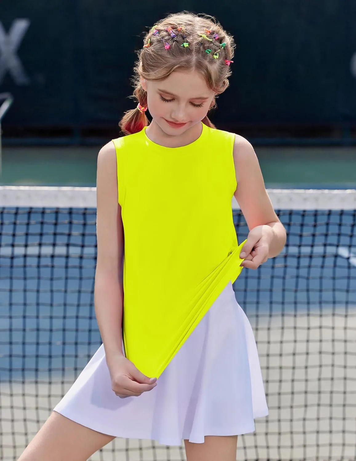 Zaclotre Girls Athletic Tank Tops High-Low Hem Loose Fit Summer Top Kids Sleeveless Sport Shirts 5-14 Years