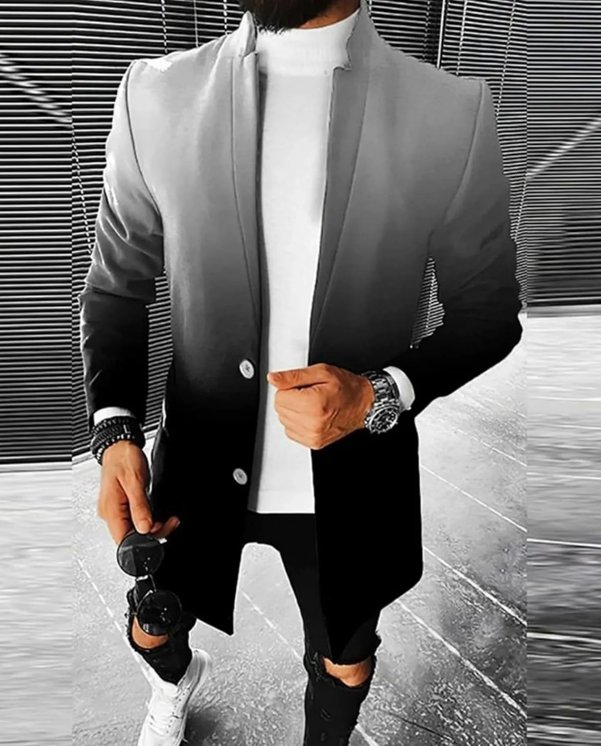 ZOCANIA Trench Coat Mens Wool Blend Notched Lapel Collar Single Breasted Overcoat Classic Peacoat Slim Fit Winter Midi Jacket