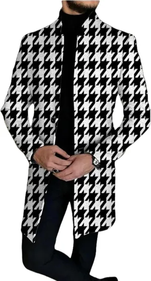 ZOCANIA Trench Coat Mens Wool Blend Notched Lapel Collar Single Breasted Overcoat Classic Peacoat Slim Fit Winter Midi Jacket