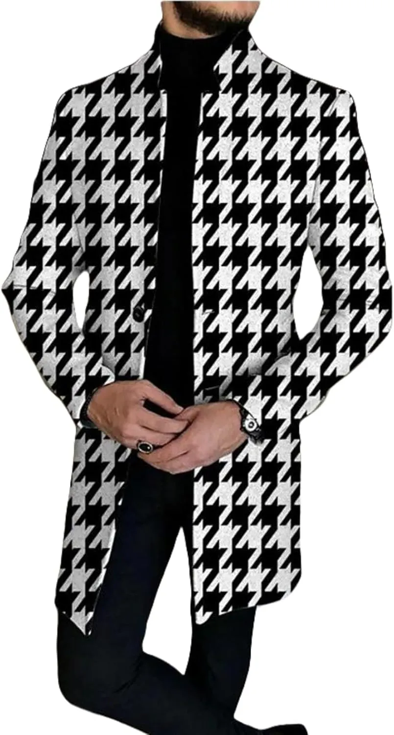 ZOCANIA Trench Coat Mens Wool Blend Notched Lapel Collar Single Breasted Overcoat Classic Peacoat Slim Fit Winter Midi Jacket